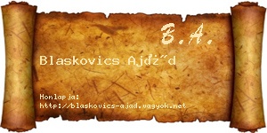 Blaskovics Ajád névjegykártya
